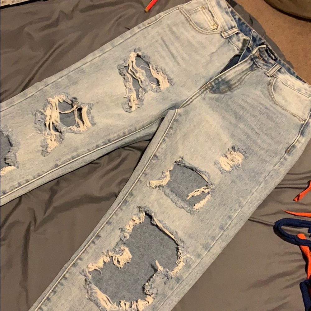 Light wash jeans distressed